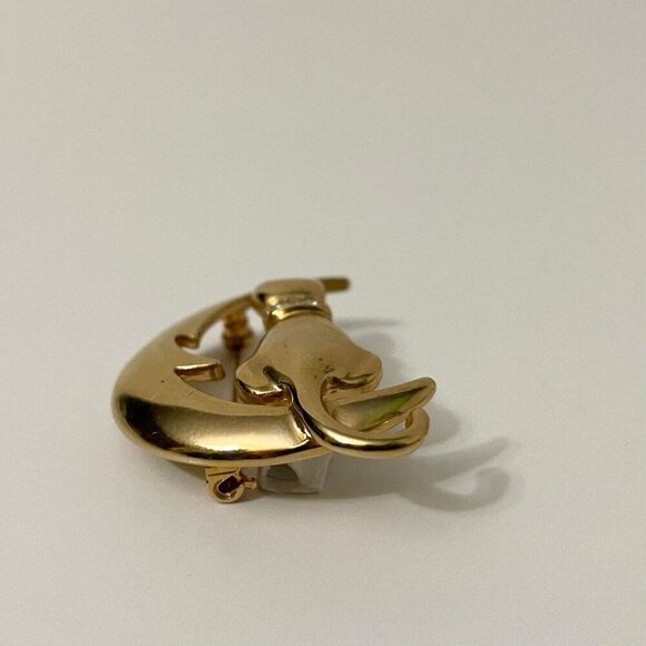 Vintage Cat Brooch Pin Sitting on Crescent Moon - Picture 13 of 16